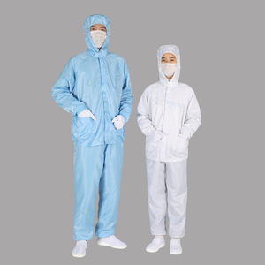 作業帯電防止クリーンルーム帯電防止作業服産業用フード付き ESD 衣服