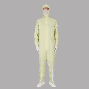 黄色 5mm フード付き帯電防止カバーオール クリーンルーム ラボ服 ESD ジャンプスーツ